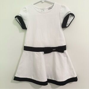 Patachou French Boutique White and Black A-Line Short Sleeve Dress Girls size 4